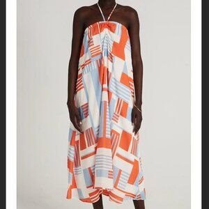 Sz 6 Faithfull the Brand Geo Halter Neck Midi Dress